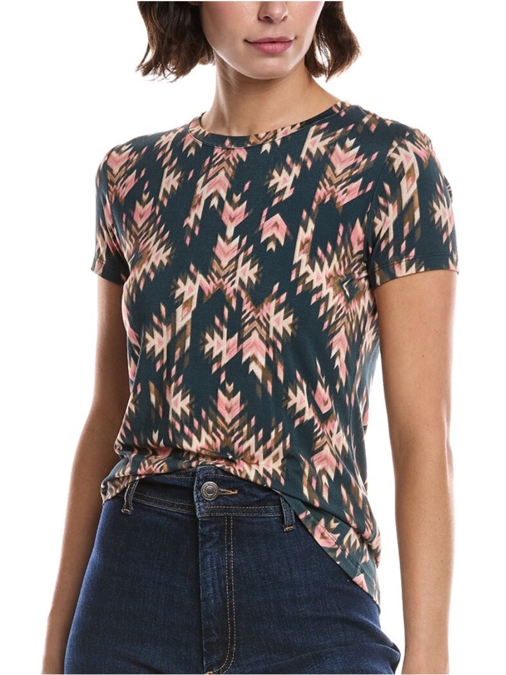 NWT, L'AGENCE Ressi, Short Sleeve Tee in Ikat Print. MSRP 115, current season